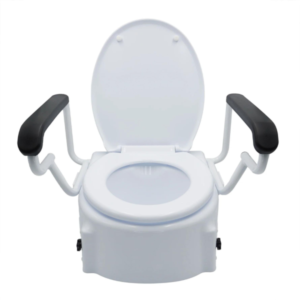 Adjustable Toilet Seat Raiser With Flip Up Arm Rests