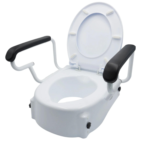 Adjustable Toilet Seat Raiser With Flip Up Arm Rests